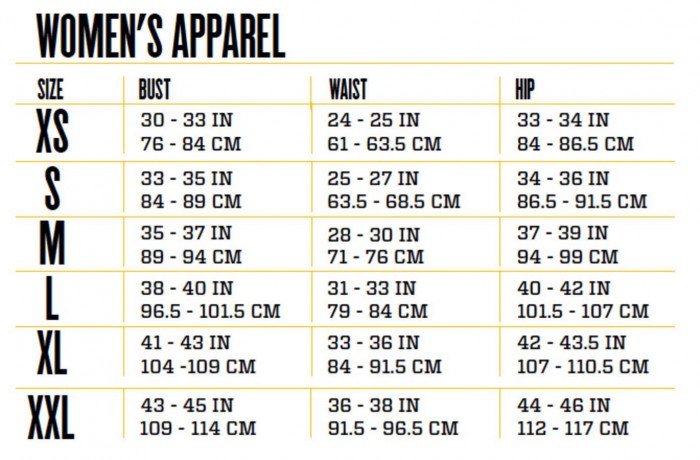 Women's Apparel Sizing Guide